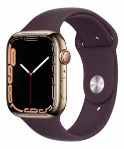 600x600 apple watch series 7 cellular 45mm gold stainless steel dark cherry sport band 34fr screen usen copy 2