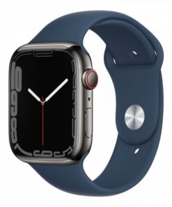600x600 apple watch series 7 cellular 45mm graphite stainless steel abyss blue sport band 34fr screen usen copy 2