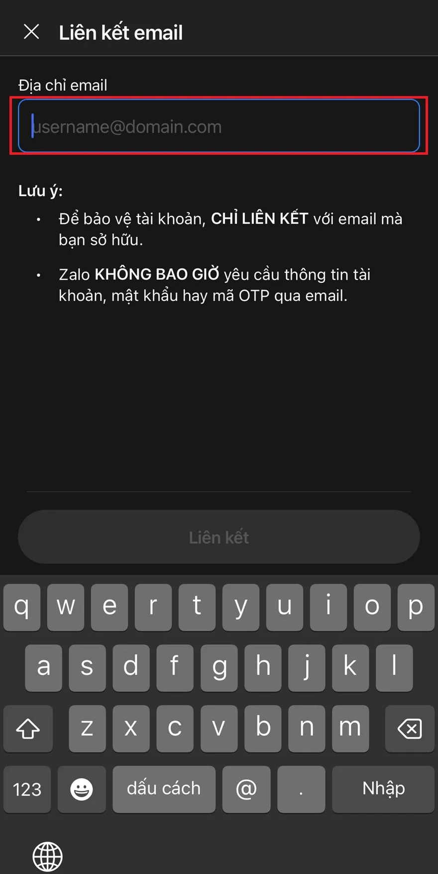 Cách liên kết tài khoản Zalo với email để tăng cường bảo mật